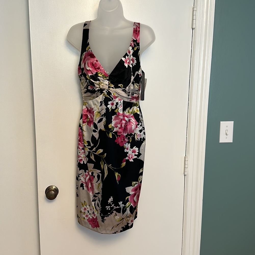 David Meister Silk Floral Cocktail Dress
